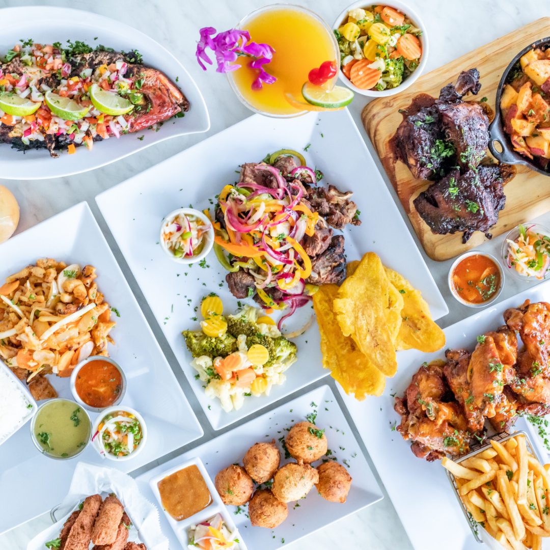 A top view of various tasty dishes